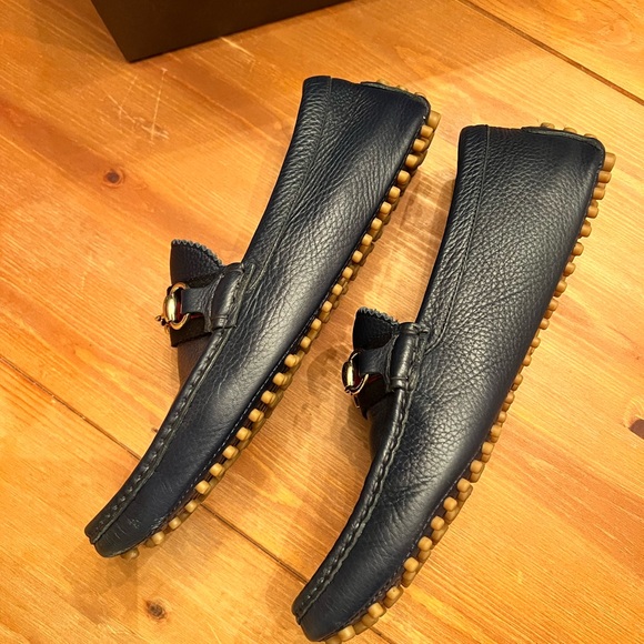 Mens Like New Navy Pebbled Leather Gucci Horsebit Driving Shoe w/ box size 8.5 - Picture 5 of 9